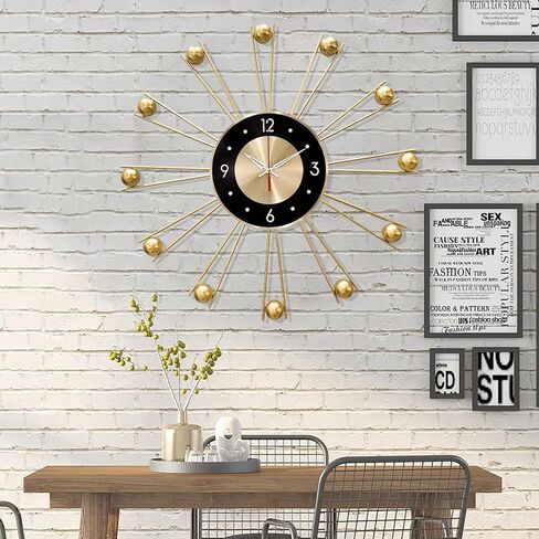 KEQAM Round Wall Clocks,Silent Non-Ticking Battery Operated Clock,Large Wall Clocks for Living Room Decor(Gold-21 Inches) in Kuwait
