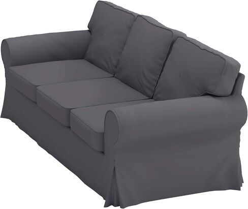 أغطية الأرائك مصنوعة خصيصًا ومتوافقة مع أغطية الأريكة ذات 3 مقاعد من IKEA Ektorp (البوليستر الكتان الرمادي الداكن، أريكة Ektorp) in Kuwait
