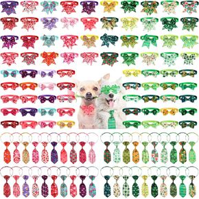 Glitinsel 120 Pieces Valentine's Day Dog Bow Tie Collar Set Includes Adjustable in Kuwait