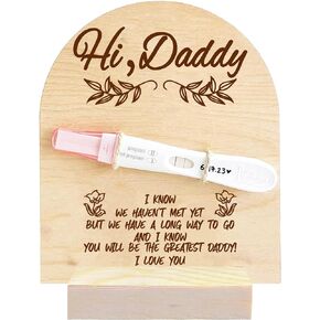 FREEBLOSS Surprise Pregnancy Announcement for Dad Baby Reveal Ideas for Husband, Hi Daddy Pregnancy Test Keepsake Wooden Sign for New Dad Surprise Gift, Star and Moon