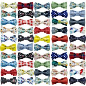 Dog Bow Ties, SJANE 50 Pcs Delicate Multiple Styles & Colors Dog Collar Attachment Bowties for Pet Collar Charms Accessories Bowties for Parties Wedding Birthday Special Occasions