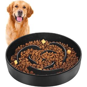 Floatant Slow Feeder Dog Bowls Medium Large Breed Ceramic, 7.6 in Dog Slow Feeder Bowl for Fast Eaters, Non Slip Slow Eating Dog Bowl for Dry and Wet Food, Puzzle Dog Food Bowl, Black in Kuwait