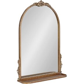 Kate and Laurel Myrcelle Traditional Arched Mirror with Shelf, 21 x 28, Antique Black, Vintage Arch Shelf Mirror with Ornate Garland Detailing Along The Crown and Edges of The Frame in Saudi Arabia