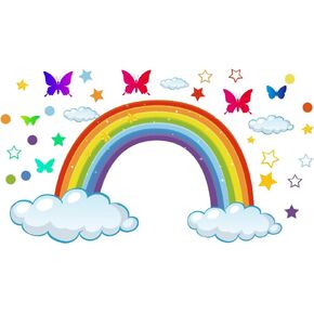 Butterfly Stars Rainbow and Clouds Children's Wall Stickers Girls Bedroom Wall Decoration Removable PVC Wall Stickers Nursery Classroom in Saudi Arabia