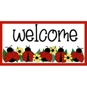Welcome Ladybug Sign, Front Door Decoration, Wreath Accessory Metal Sign Art Tin Home Kitchen Decor 6x8inch in Kuwait