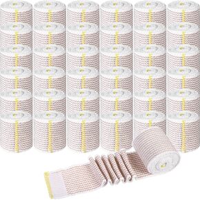 LEIFIDE 36 Pack Compression Bandage Wrap with Self Closure on Both Ends Elastic Bandage for Legs, Knees, Ankles, Wrists, Elbows, Shoulders, Athletic Stretchable Bandage Wrap (Yellow Trim,2 Inch) in Saudi Arabia