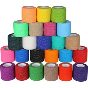 MorTime 24 حزمة من الضمادات ذاتية اللصق، لفات ضمادة متماسكة ملونة غير منسوجة متماسكة قابلة للتنفس، لفافة ذاتية اللصق من أجل الإصابات الرياضية والحيوانات الأليفة ومعصم الكاحل in Kuwait