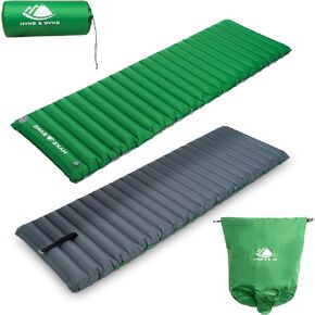 Hyke & Byke Appalachian Inflatable Sleeping Pad for Camping and Backpacking - WR 70 D Ripstop Nylon Fabric - 76 x 24 in - Long - Gray Green in Kuwait