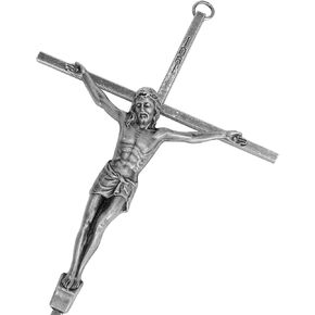 Pietism Crucifix Wall Cross,Metal Grey Catholic Jesus Christ Cross Wall, Cross Wall Decor-10 inches