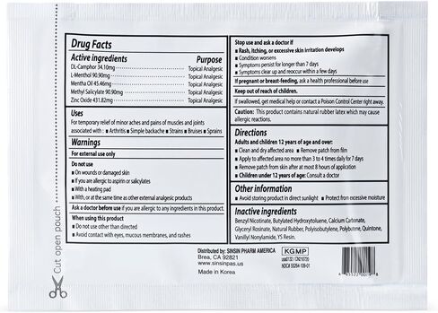 SINSINPAS Arex Small Cool & Hot Pain Relieving Patch 4 Pack, (40 Patches Total) in Kuwait