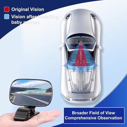 Automotive Car Interior Rearview Baby Mirror, Universal Wide Angle Convex Clip-on Mirror Adjustable Rearview for Infant Toddler Children in Kuwait