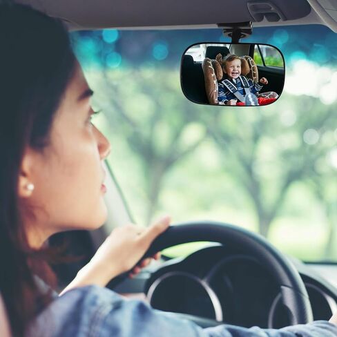 Automotive Car Interior Rearview Baby Mirror, Universal Wide Angle Convex Clip-on Mirror Adjustable Rearview for Infant Toddler Children in Kuwait