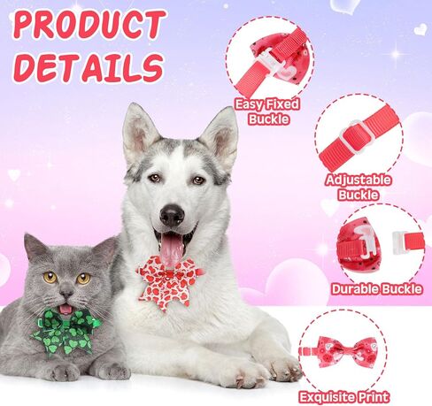 Glitinsel 120 Pieces Valentine's Day Dog Bow Tie Collar Set Includes Adjustable in Kuwait