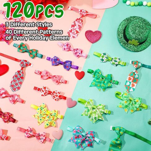Glitinsel 120 Pieces Valentine's Day Dog Bow Tie Collar Set Includes Adjustable in Kuwait