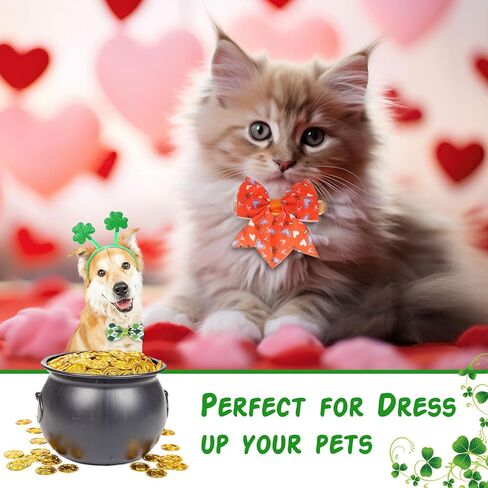 Glitinsel 120 Pieces Valentine's Day Dog Bow Tie Collar Set Includes Adjustable in Kuwait