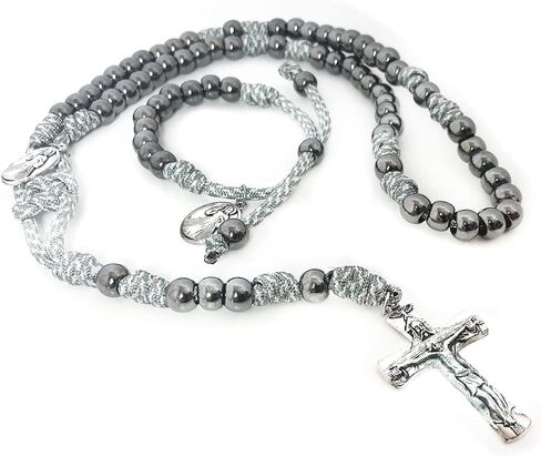 Divine Mercy Silver Paracord Rosary and Bracelet Set - Catholic Rosary - Rosarios Catolicos - Catholic Gifts Men - Regalos Catolicos Para Hombre in Saudi Arabia