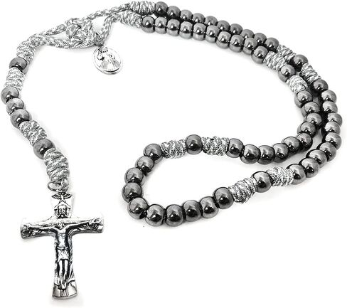 Divine Mercy Silver Paracord Rosary and Bracelet Set - Catholic Rosary - Rosarios Catolicos - Catholic Gifts Men - Regalos Catolicos Para Hombre in Saudi Arabia