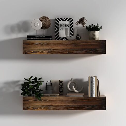 رف WELLAND 36 بوصة ريفي عائم لغرفة المعيشة والحمام وغرفة النوم والمطبخ، رف حائط من الخشب الصلب (36 بوصة × 6 بوصة عمق × 6 ارتفاع) in Kuwait