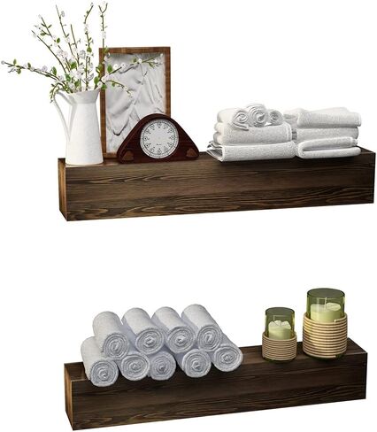 رف WELLAND 36 بوصة ريفي عائم لغرفة المعيشة والحمام وغرفة النوم والمطبخ، رف حائط من الخشب الصلب (36 بوصة × 6 بوصة عمق × 6 ارتفاع) in Kuwait