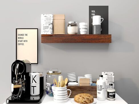 رف WELLAND 36 بوصة ريفي عائم لغرفة المعيشة والحمام وغرفة النوم والمطبخ، رف حائط من الخشب الصلب (36 بوصة × 6 بوصة عمق × 6 ارتفاع) in Kuwait