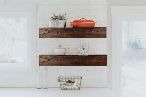 رف WELLAND 36 بوصة ريفي عائم لغرفة المعيشة والحمام وغرفة النوم والمطبخ، رف حائط من الخشب الصلب (36 بوصة × 6 بوصة عمق × 6 ارتفاع) in Kuwait