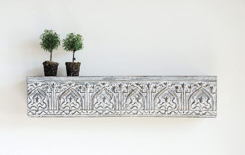 Creative Co-Op White & Grey Decorative Metal Wall Shelf, Zinc in Saudi Arabia