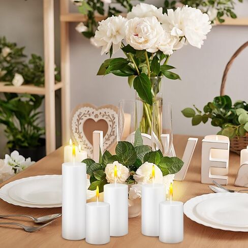 MTLEE 36 Pcs White Pillar Candles Bulk 2 x 3 Inch 2 x 4 Inch 2 x 6 Inch Unscented Candle Set 38 Hour Long Burning White Candles Dripless Clean Burning Dinner Candle for Emergency Wedding Spa Party in Saudi Arabia