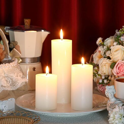 MTLEE 36 Pcs White Pillar Candles Bulk 2 x 3 Inch 2 x 4 Inch 2 x 6 Inch Unscented Candle Set 38 Hour Long Burning White Candles Dripless Clean Burning Dinner Candle for Emergency Wedding Spa Party in Saudi Arabia