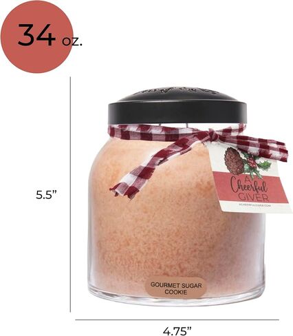 A Cheerful Giver - Gourmet Sugar Cookie Baby Scented Glass Jar Candle (6oz) with Lid & True to Life Fragrance Made in USA in Saudi Arabia