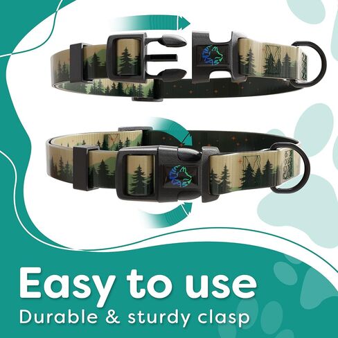 Vilkas Waterproof Dog Collar - Quick Release, Non-Stink, Durable, and Adjustable for Active Dogs/Puppys - Anti Odor, Dirt Proof, Heavy Duty, Easy to Clean, S/M/L, Forest, Medium, 13-18" Neck Size Fit in Saudi Arabia