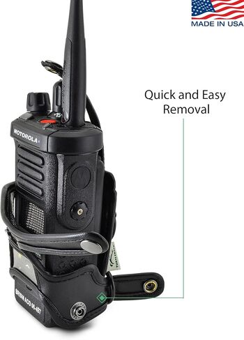 Turtleback Carry Holder for Motorola APX 4000 Two Knob Radio Extended Battery with D Rings Attachment Fire and Police Two Way Radio Belt Case Black Leather Belt Holster Heavy Duty D Rings Made in USA in Kuwait