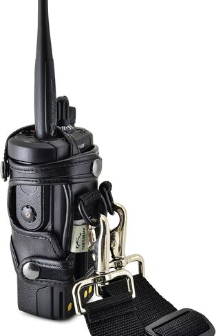Turtleback Carry Holder for Motorola APX 4000 Two Knob Radio Extended Battery with D Rings Attachment Fire and Police Two Way Radio Belt Case Black Leather Belt Holster Heavy Duty D Rings Made in USA in Kuwait