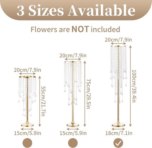 Sziqiqi Tall Table Centerpiece for Weddings Gold with Crystal Beads - 39.4in Wedding Table Decoration for Ceremony Flowers Arrangements Display Rack for Road Leads T-Stage in Saudi Arabia