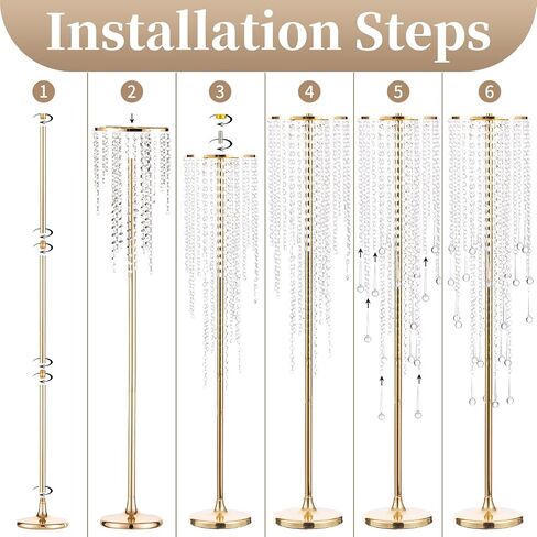 Sziqiqi Tall Table Centerpiece for Weddings Gold with Crystal Beads - 39.4in Wedding Table Decoration for Ceremony Flowers Arrangements Display Rack for Road Leads T-Stage in Saudi Arabia