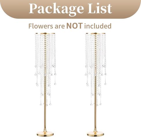 Sziqiqi Tall Table Centerpiece for Weddings Gold with Crystal Beads - 39.4in Wedding Table Decoration for Ceremony Flowers Arrangements Display Rack for Road Leads T-Stage in Saudi Arabia