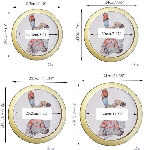 Levoberg Round Photo Frame Wooden Wall Mounted Stylish Picture Frame Home Decor Black 7 inch in Kuwait