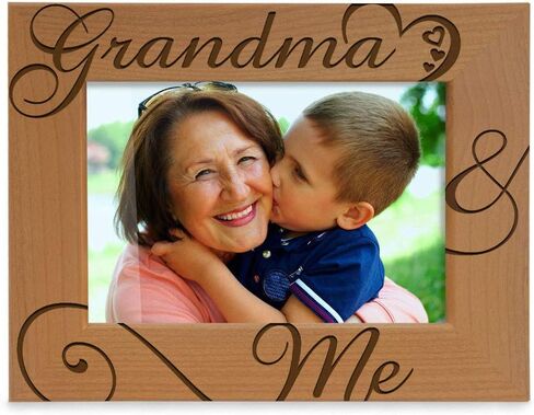 KATE POSH Grandma and Me Engraved Natural Wood Picture Frame, I Love You Grandma, Grandparent's Day, Best Grandma Ever, Grandmother Gifts, Grandma & Me (4x6-Horizontal) in Saudi Arabia