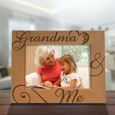 KATE POSH Grandma and Me Engraved Natural Wood Picture Frame, I Love You Grandma, Grandparent's Day, Best Grandma Ever, Grandmother Gifts, Grandma & Me (4x6-Horizontal) in Saudi Arabia