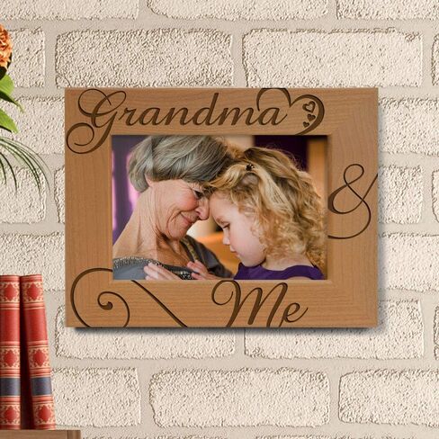 KATE POSH Grandma and Me Engraved Natural Wood Picture Frame, I Love You Grandma, Grandparent's Day, Best Grandma Ever, Grandmother Gifts, Grandma & Me (4x6-Horizontal) in Saudi Arabia