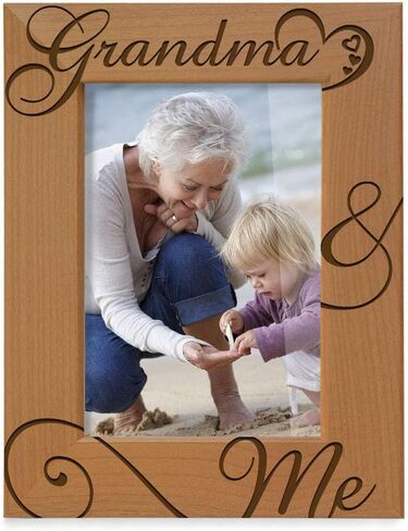 KATE POSH Grandma and Me Engraved Natural Wood Picture Frame, I Love You Grandma, Grandparent's Day, Best Grandma Ever, Grandmother Gifts, Grandma & Me (4x6-Horizontal) in Saudi Arabia