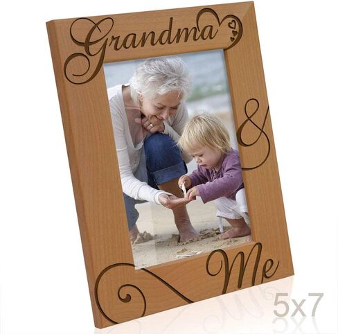 KATE POSH Grandma and Me Engraved Natural Wood Picture Frame, I Love You Grandma, Grandparent's Day, Best Grandma Ever, Grandmother Gifts, Grandma & Me (4x6-Horizontal) in Saudi Arabia
