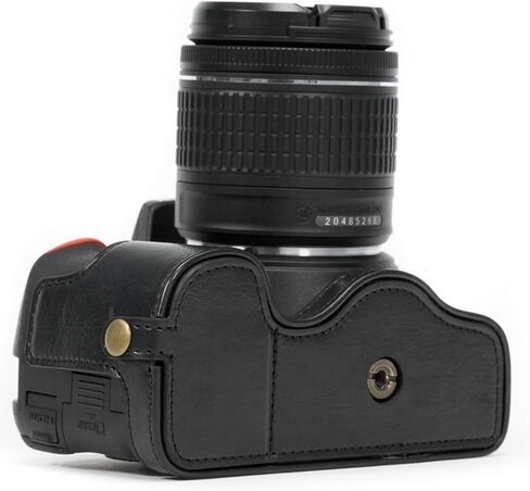 MegaGear Nikon D5600, D5500 Ever Ready Leather Camera Half Case and Strap, with Battery Access - Black - MG1170 in Kuwait