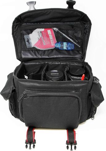Commander Optics Large Universal DSLR Camera Case Gadget Bag - 11 x 7 x 7 Inches, Black/Red in Saudi Arabia