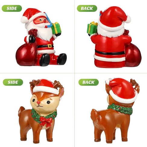 POPETPOP Christmas Aquarium Decoration, 2pcs Resin Santa Claus Reindeer Xmas Miniature Figurines Micro Landscape Ornaments for Fish Tank and Table Decor in Saudi Arabia