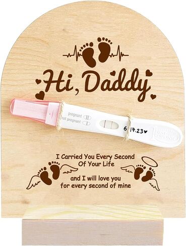 FREEBLOSS Surprise Pregnancy Announcement for Dad Baby Reveal Ideas for Husband, Hi Daddy Pregnancy Test Keepsake Wooden Sign for New Dad Surprise Gift, Star and Moon in Saudi Arabia