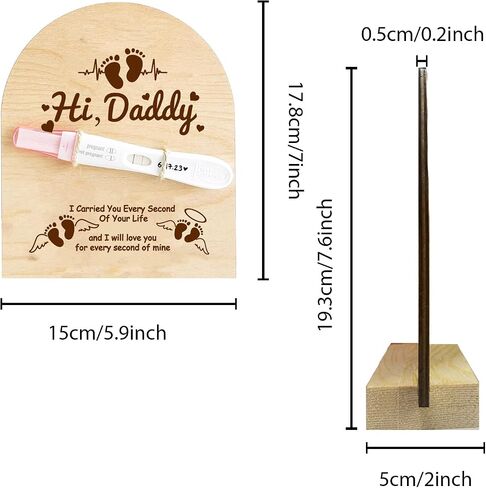 FREEBLOSS Surprise Pregnancy Announcement for Dad Baby Reveal Ideas for Husband, Hi Daddy Pregnancy Test Keepsake Wooden Sign for New Dad Surprise Gift, Star and Moon in Saudi Arabia