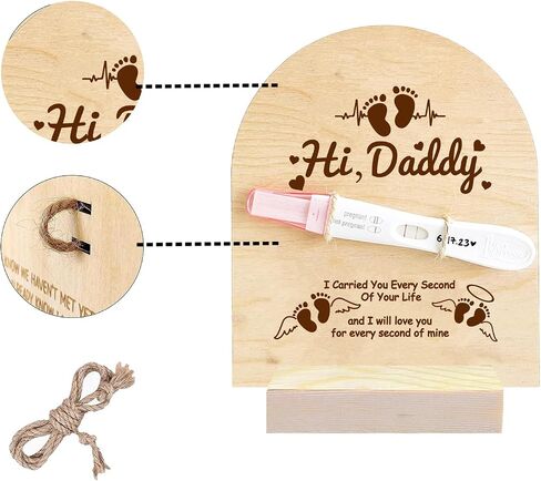 FREEBLOSS Surprise Pregnancy Announcement for Dad Baby Reveal Ideas for Husband, Hi Daddy Pregnancy Test Keepsake Wooden Sign for New Dad Surprise Gift, Star and Moon in Saudi Arabia