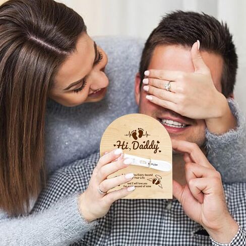FREEBLOSS Surprise Pregnancy Announcement for Dad Baby Reveal Ideas for Husband, Hi Daddy Pregnancy Test Keepsake Wooden Sign for New Dad Surprise Gift, Star and Moon in Saudi Arabia