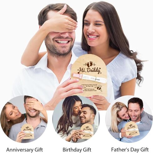 FREEBLOSS Surprise Pregnancy Announcement for Dad Baby Reveal Ideas for Husband, Hi Daddy Pregnancy Test Keepsake Wooden Sign for New Dad Surprise Gift, Star and Moon in Saudi Arabia