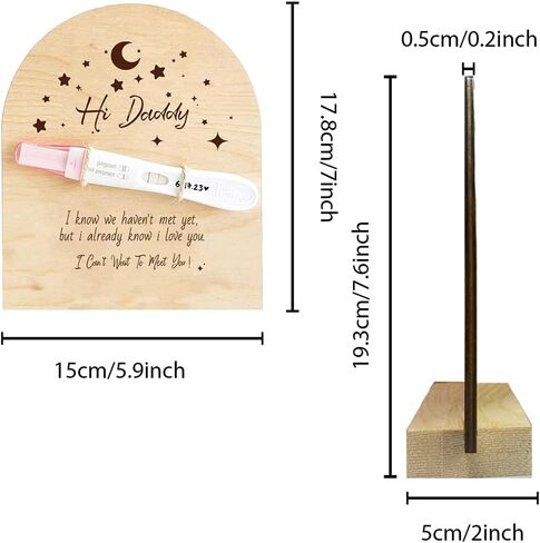 FREEBLOSS Surprise Pregnancy Announcement for Dad Baby Reveal Ideas for Husband, Hi Daddy Pregnancy Test Keepsake Wooden Sign for New Dad Surprise Gift, Star and Moon in Saudi Arabia